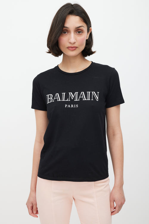 Balmain Black & White Logo T-Shirt