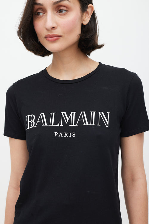 Balmain Black & White Logo T-Shirt