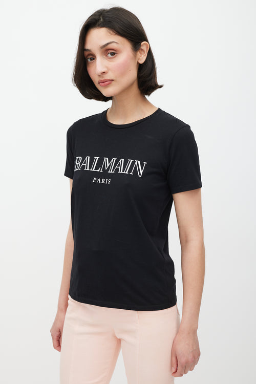 Balmain Black & White Logo T-Shirt