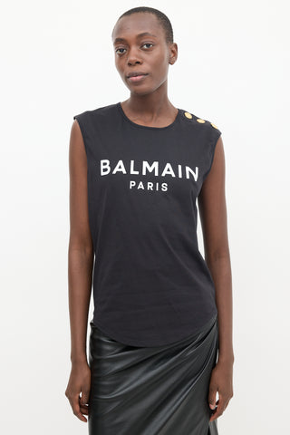 Balmain Black & White Logo Tank