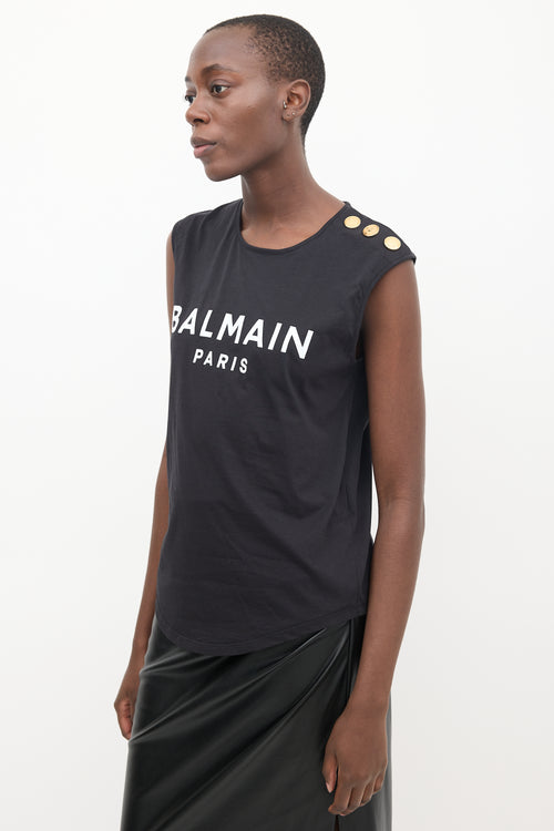 Balmain Black & White Logo Tank