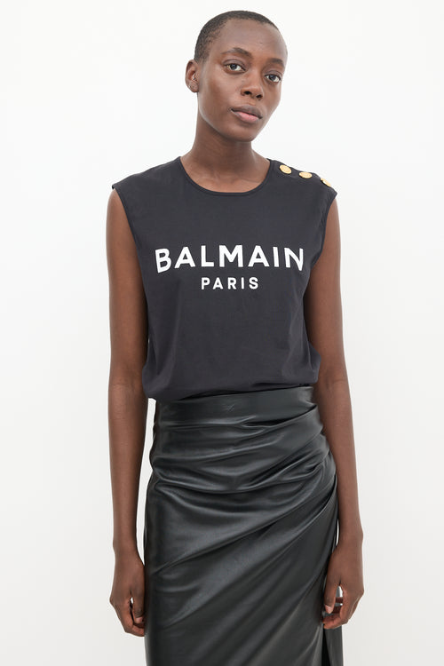 Balmain Black & White Logo Tank