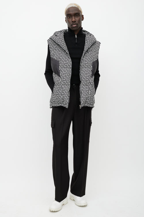 Balmain Black & White Monogram Puffer Vest