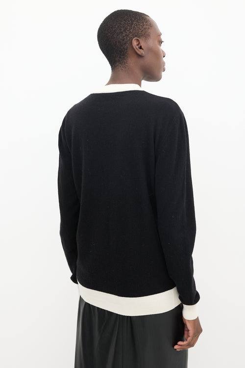 Balmain Black & White Wool Knit Logo Sweater