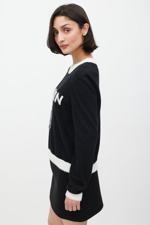 Balmain Black & White Wool Knit Logo Sweater