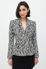 Balmain Black & White Woven Blazer