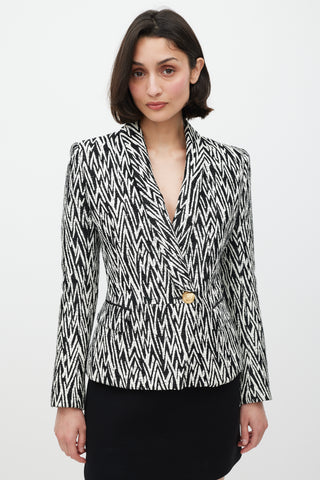 Balmain Black & White Woven Blazer