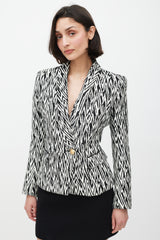 Balmain Black & White Woven Blazer