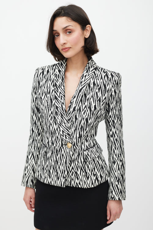 Balmain Black & White Woven Blazer