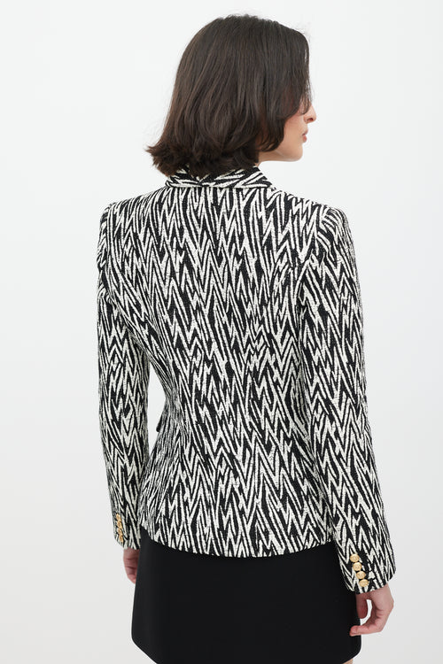 Balmain Black & White Woven Blazer