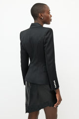 Balmain Black Wool Double Breasted Blazer