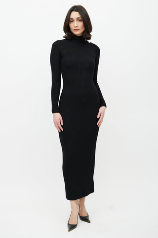 Balmain Black & Wool Ribbed Sweater Dress