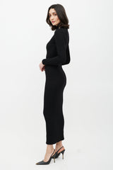 Balmain Black & Wool Ribbed Sweater Dress