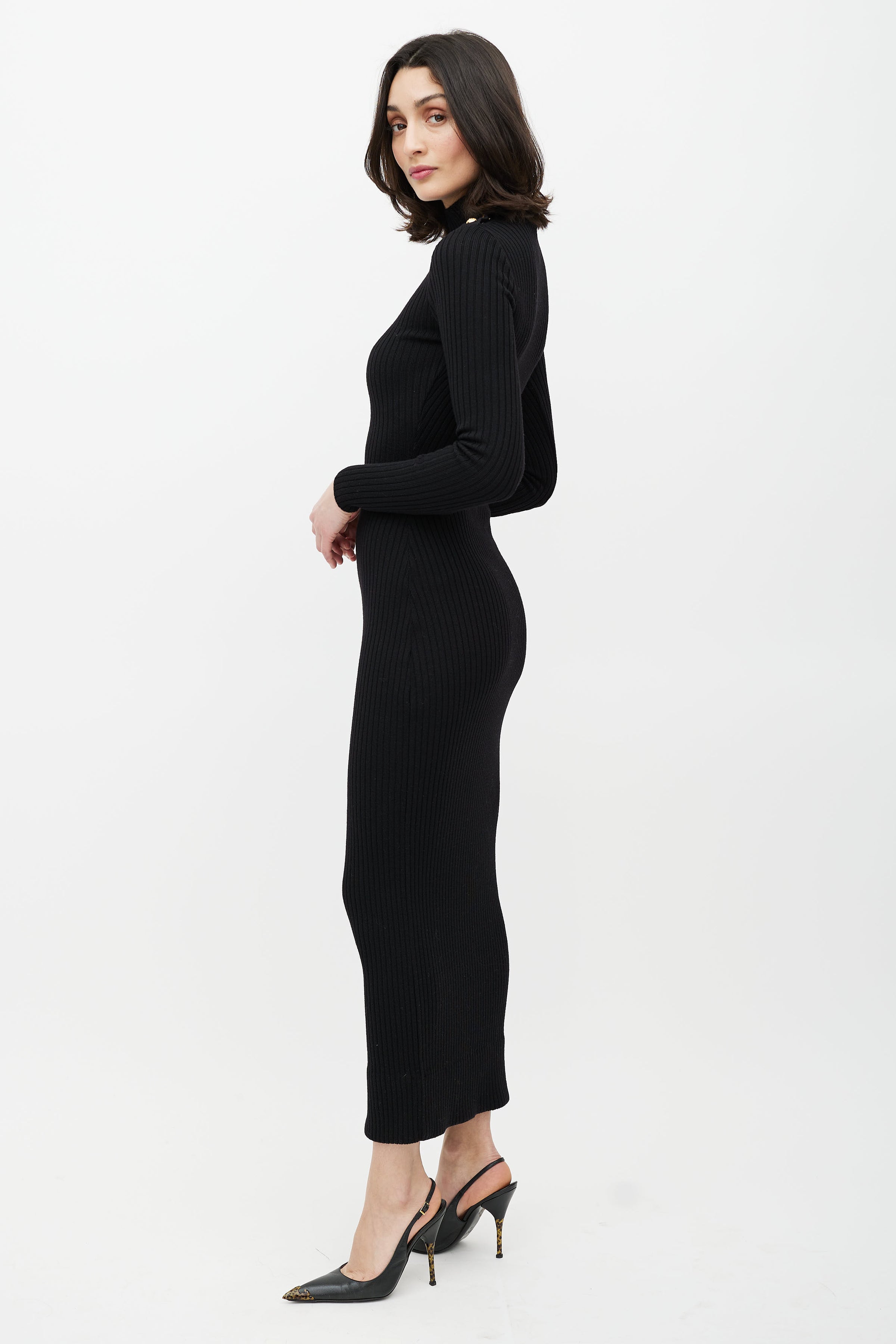 Balmain // Black & Wool Ribbed Sweater Dress – VSP Consignment
