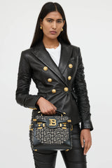 Balmain B-Buzz 23 Woven Logo Bag