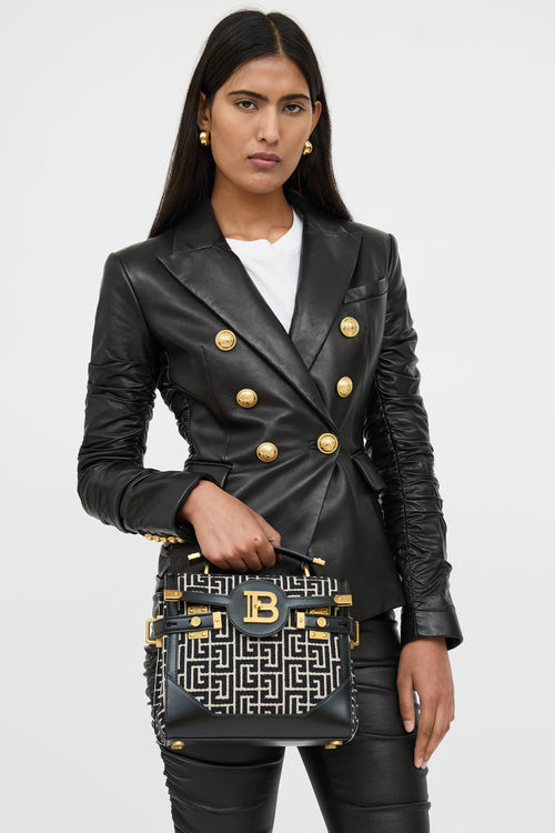 Balmain B-Buzz 23 Woven Logo Bag