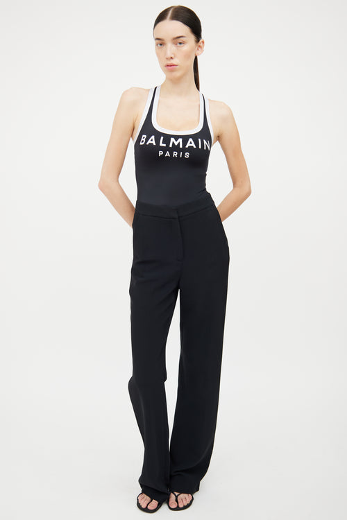 Balmain Black & White Logo Bodysuit