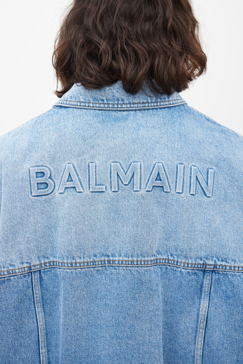 Balmain Blue Logo Denim Jacket