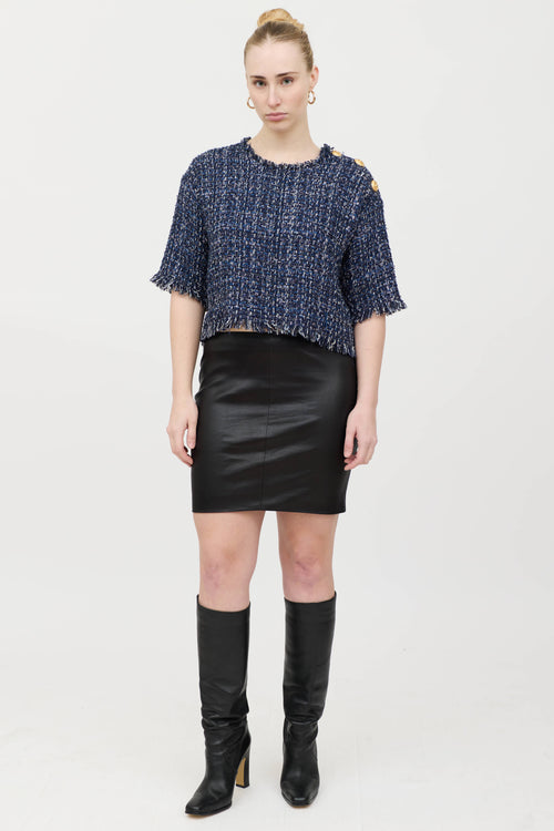 Balmain Tweed Short Sleeve Top