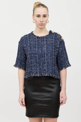 Balmain Tweed Short Sleeve Top