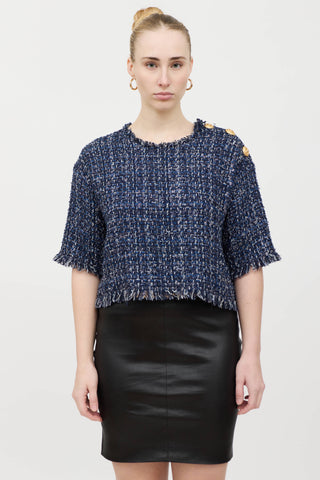 Balmain Tweed Short Sleeve Top