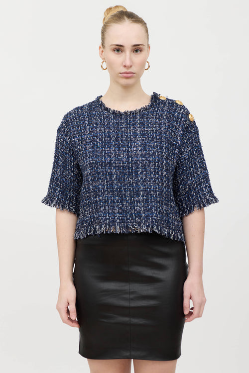 Balmain Tweed Short Sleeve Top