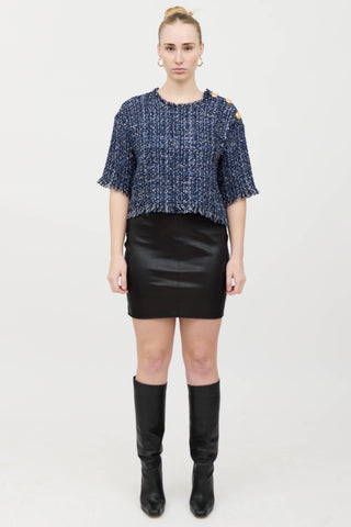 Balmain Tweed Short Sleeve Top