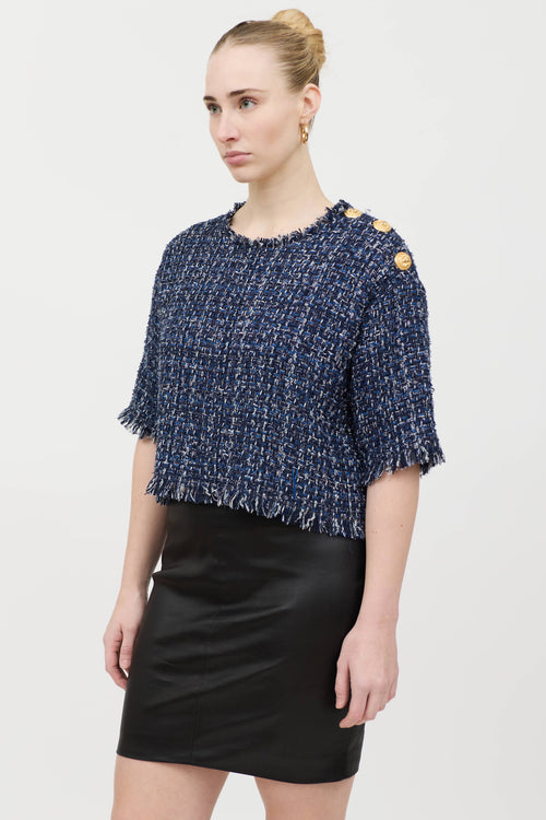 Balmain Tweed Short Sleeve Top