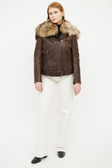 Balmain FW 2011 Leather Fur Collar Jacket