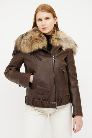 Balmain FW 2011 Leather Fur Collar Jacket