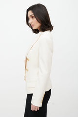 Balmain Cream & Gold Wool Double Breasted Blazer