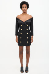 Balmain Double Breasted Off Shoulder Dress