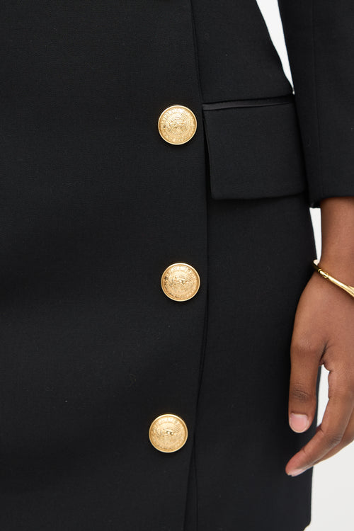 Balmain Double Breasted Off Shoulder Dress