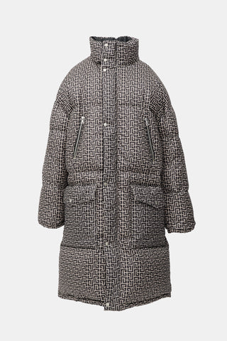 Balmain Down Monogram Reversible Coat