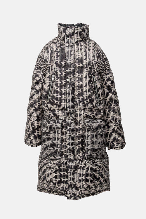 Balmain Down Monogram Reversible Coat