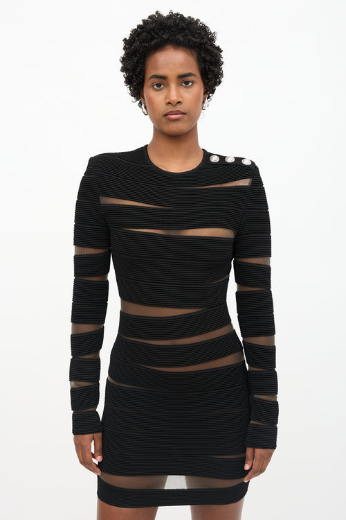 Balmain Embellished Mesh Bandage Dress