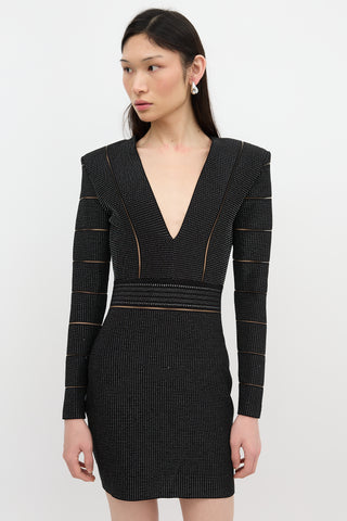 Balmain Embroidered V-Neck Dress