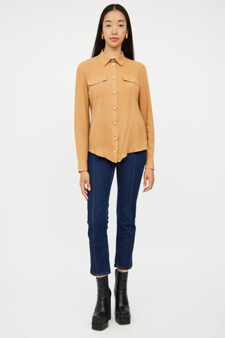 Tan Collared Button Up Top