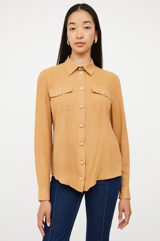 Tan Collared Button Up Top