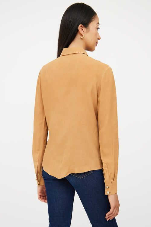 Tan Collared Button Up Top