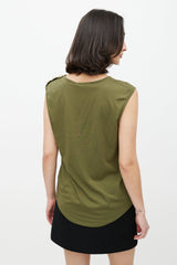Balmain Green & Black Sleeveless Logo Top