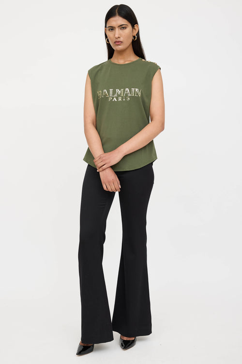 Balmain Metallic Logo Top