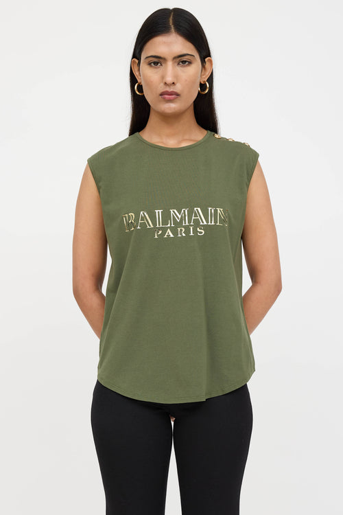 Balmain Metallic Logo Top