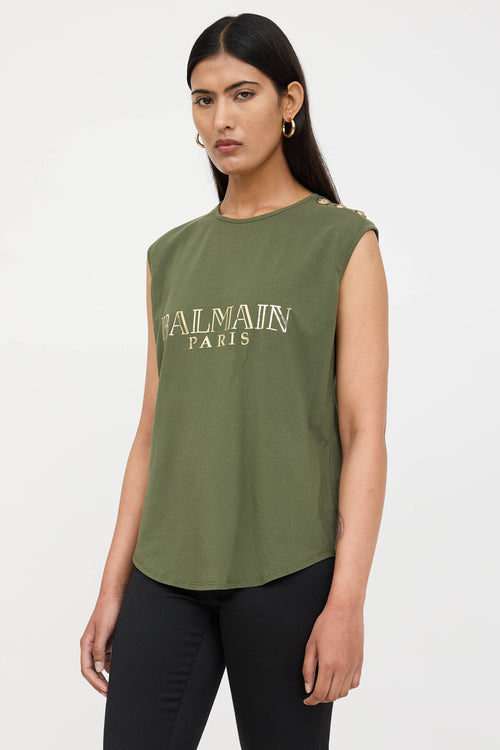 Balmain Metallic Logo Top