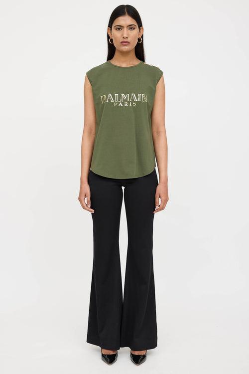 Balmain Metallic Logo Top