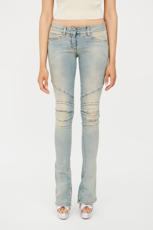 Light Wash Long Biker Jean