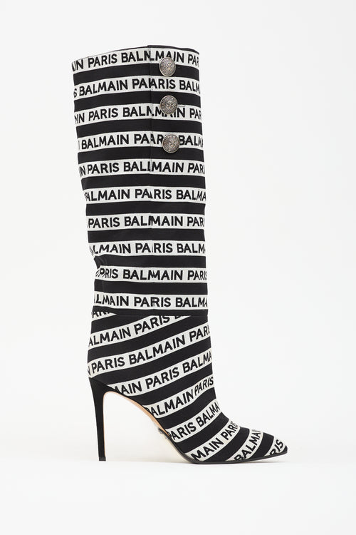 Balmain Jane Striped Logo Boot