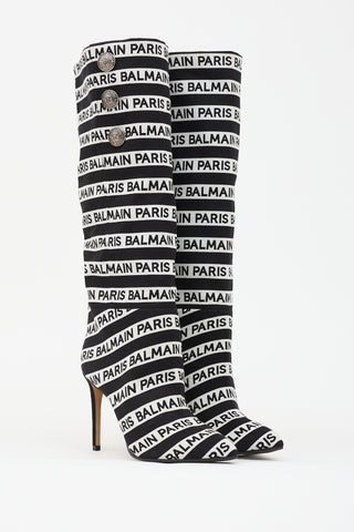 Balmain Jane Striped Logo Boot