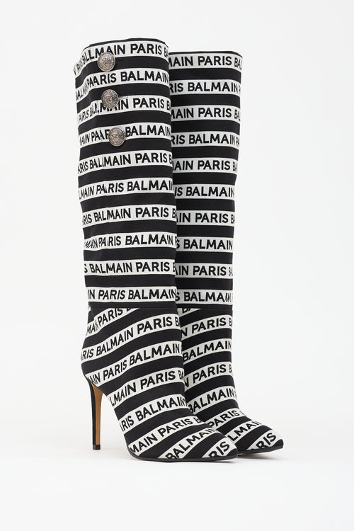 Balmain Jane Striped Logo Boot
