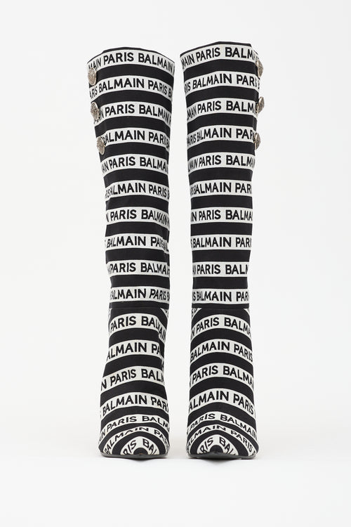 Balmain Jane Striped Logo Boot